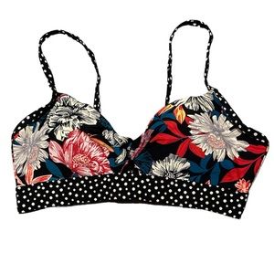 🌺 Time & True Floral Bathing Suit Top w/ Removable Cups Size Small